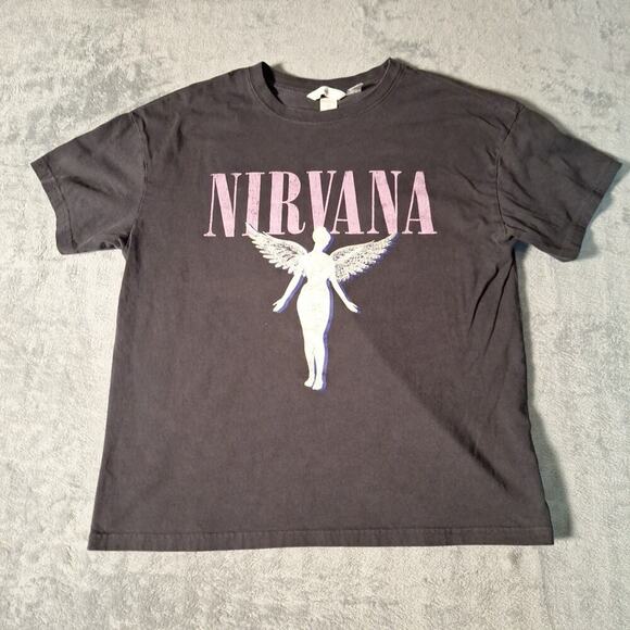 Nirvana T-Shirt Size Medium Gray In Utero Modern Reprint Rock Band Grunge - Picture 1 of 7